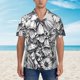 thumbnail image 2 of Balery Monochrome Botanical Illustration Camisas hawaianas de manga corta para hombre, camisas playeras de corte holgado, camisas de vacaciones con botones,3X-Large, 2 of 7