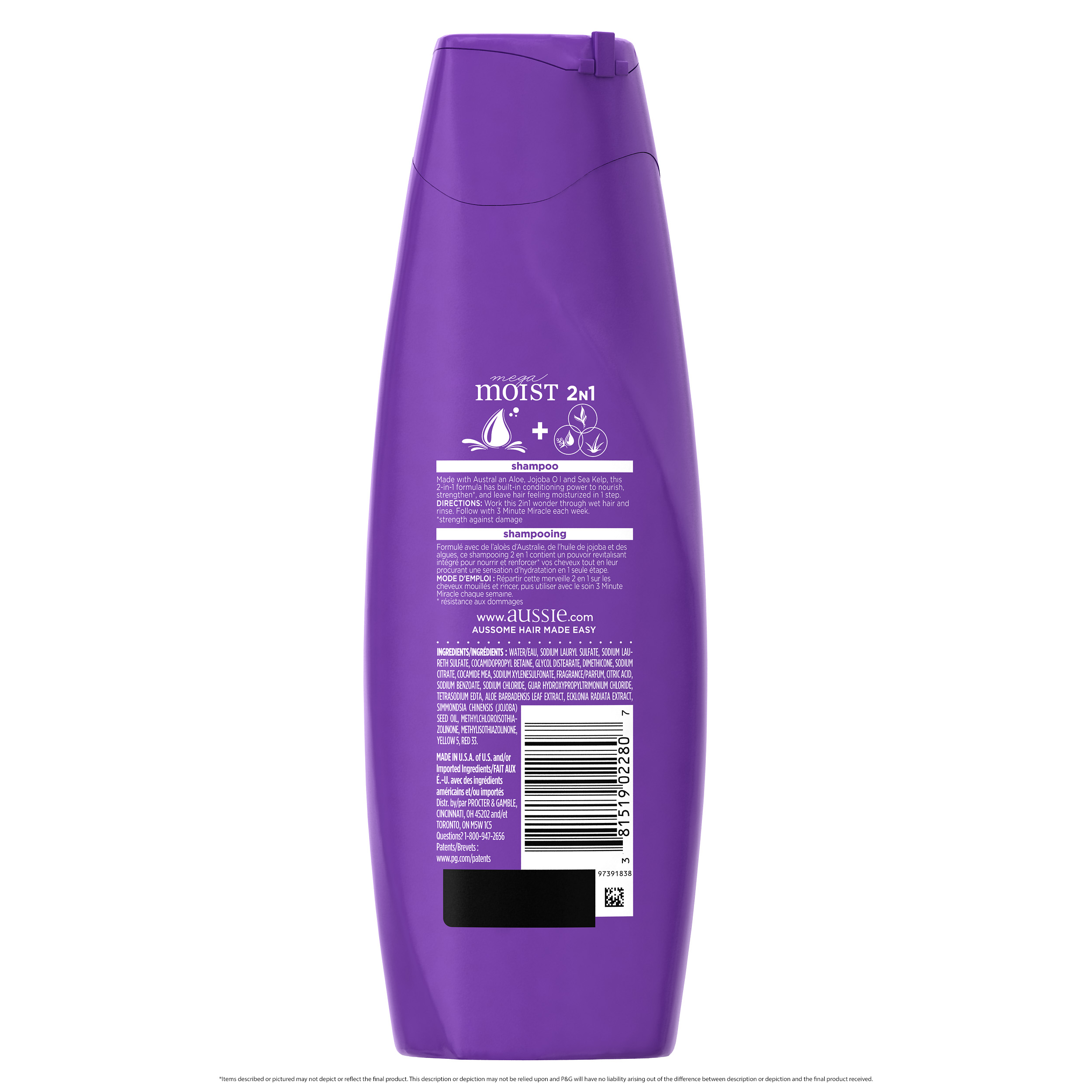 Aussie Mega Moist 2N1 Shampoo and Conditioner, 13.5 fl oz - image 9 of 9