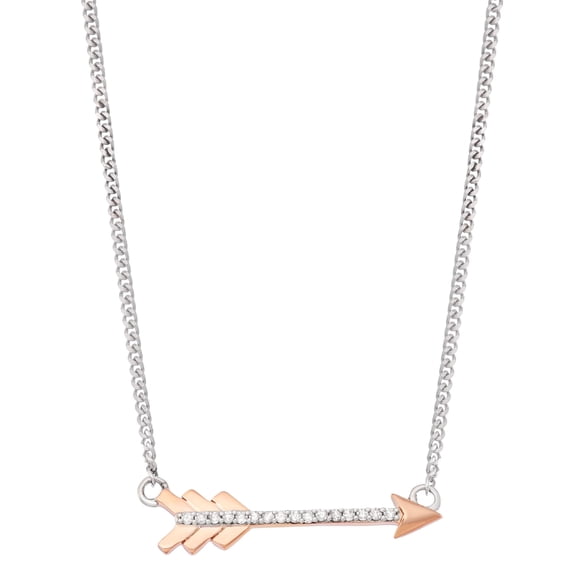 1/10 CTTW White Diamond Rose Gold Plated Sterling Silver Pendant with Arrow Shaped Pendant- Ideal Gift for Women, Adult