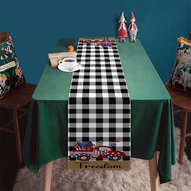 Mantel rectangular de lino a rayas para decoración del hogar, camino de mesa, cubierta de banquete, cubierta de comedor, Festival de la independencia qym unisex