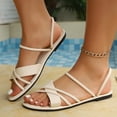 thumbnail image 6 of Samdudou Summer Sandals for Women Open Toe Flat Slip On Shoes Casual Criss Cross Strappy Design Minimalist Lightweight Beach Vacation Everyday Outdoor Footwear, 6 of 9