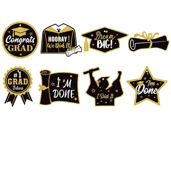 Graduation Party Supplies, 8 Pack Red Black Gold Hanging Ornaments, Photo Booth Propsfor2025 Graduation Celebration