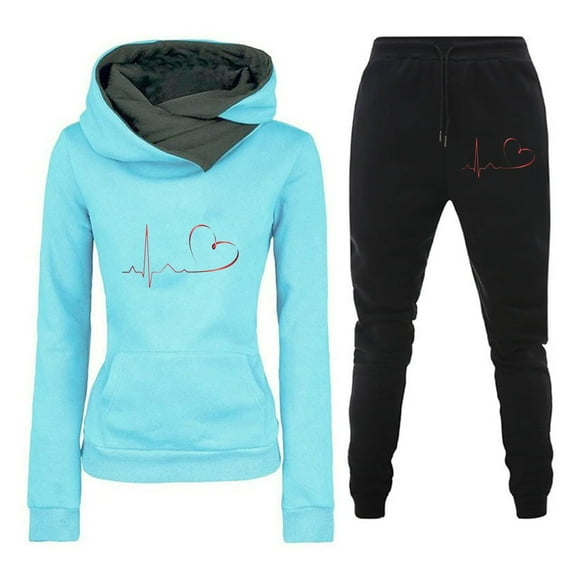 zbxnLI 2 Piece Outfits Sweatsuits for Women Cowl Neck Hoodie Sweatshirts Casual Sweatpants Lounge Sets