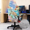 thumbnail image 4 of Jiueut Sea Turtle Plumeria Print Gaming Chair Cover with Armrest Covers, Stretchable Computer Chair Cover Anti-Dust High Back Chair Slipcover with Elastic Band, 4 of 7