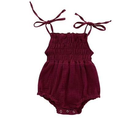 

Utoimkio Clearance Newborn Baby Girl Bodysuit Sleeveless Halter Frill Romper One-piece Jumpsuit Summer Clothes Set