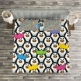 thumbnail image 3 of Ambesonne Colorful Quilted Bedspread Set 3 Pcs, Penguin Ice Animals, Queen Size, Multicolor, 3 of 3