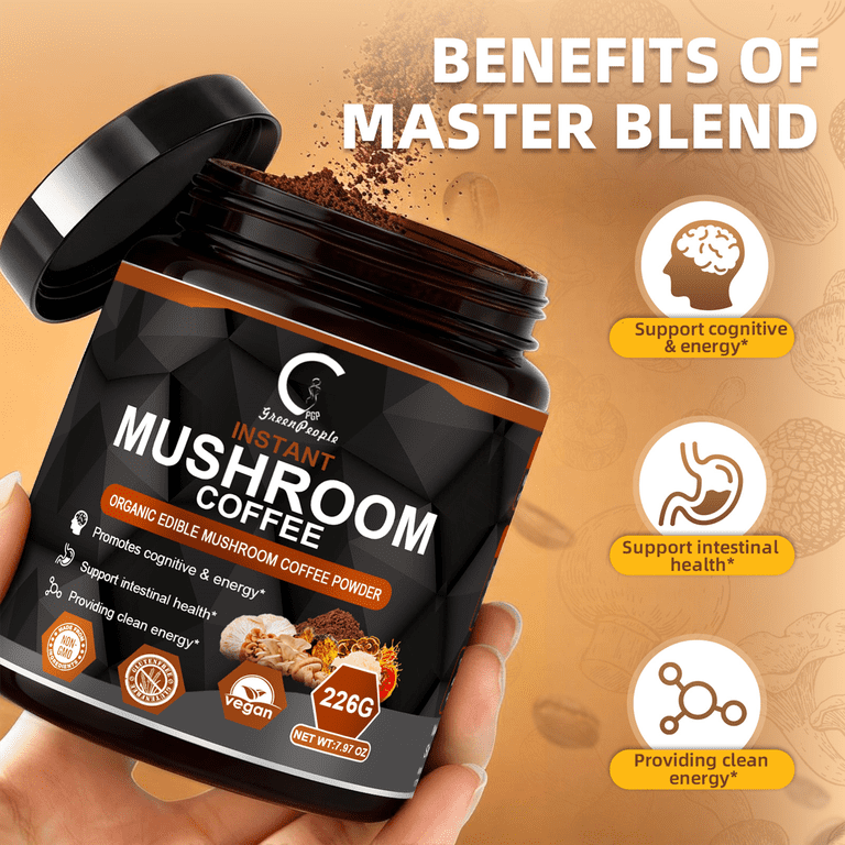 GPGP GreenPeople Organic Mushroom Coffee, Lion's Mane, Reishi