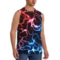 thumbnail image 2 of KLL Red And Blue Lightning Print Workout Tank Tops Gym Sleeveless Fitness Muscle Tee-Large, 2 of 7