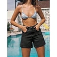 thumbnail image 2 of EMMIOL Women's High-Mid Waisted Stretchy Denim Shorts Basic Wash Solid Casual Boyfriend Y2K Jorts for Summer, 2 of 6