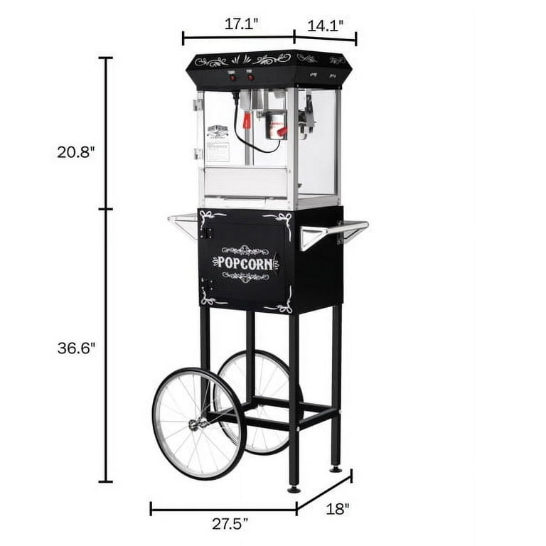 Popcorn Machine with Cart Foundation 6oz Popper with Stainless