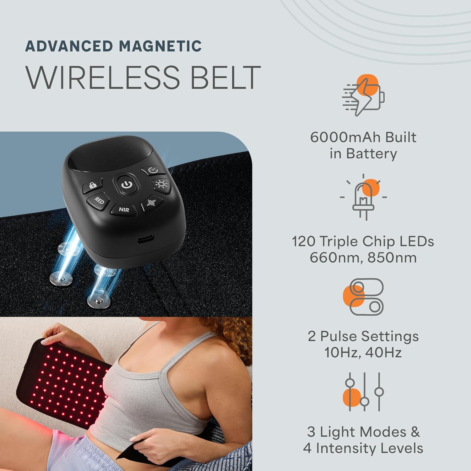 Lifepro Red Light Therapy Belt – Infrared Light Pad for Back, Muscle Relaxation, Circulation & Post-Workout Recovery - Black