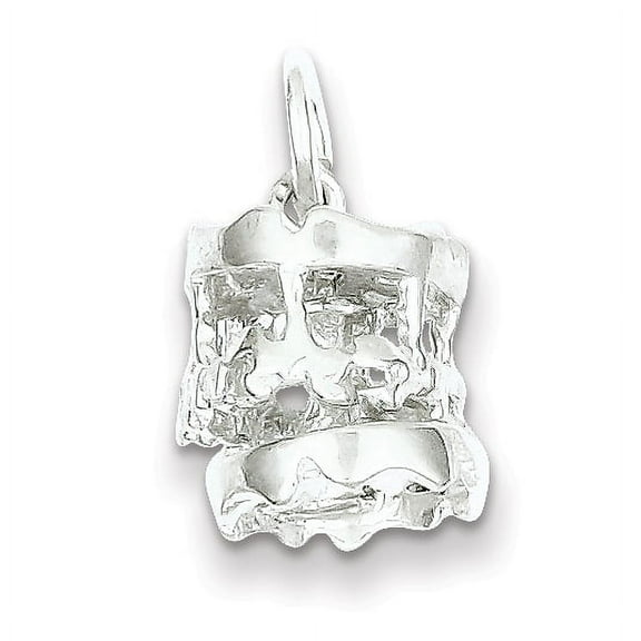 Sterling Silver 3-D Polished Moveable Carousel Charm Pendant