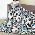 thumbnail image 6 of Honeii Football Soccer Ball Print Fleece Blanket - Throw Blanket for Bed, Sofa, Couch, Camping, and Travel , Microplush Ultra Soft Warm Blanket-50"x40", 6 of 7