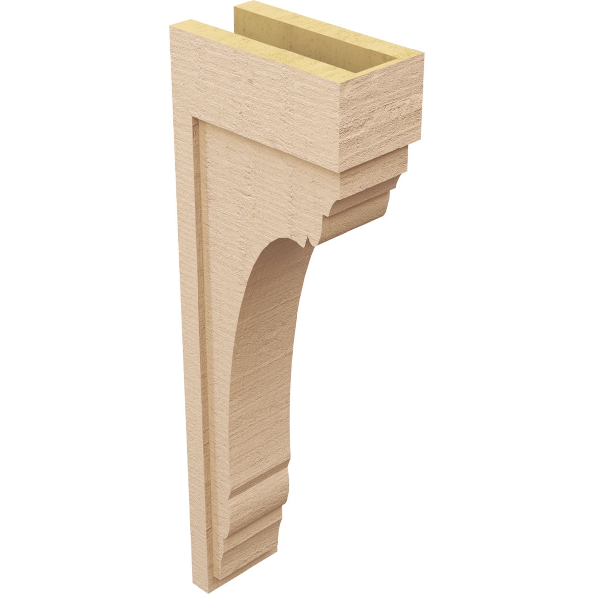 6"W x 12"D x 36"H Thin Warren Rough Cedar Woodgrain TimberThane Corbel, Primed Tan