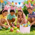 thumbnail image 5 of RICHMJ Easter Basket Seersucker Egg Hunt Bunny Baskets Canvas Bag Stripe Storage Gifts Candies Personalized Easter Party Gifts（Pink）, 5 of 6
