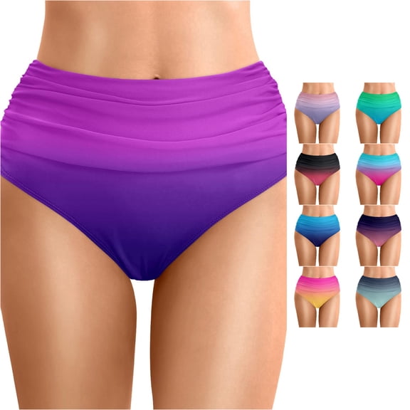 Bathing Suit Bottoms For Women Full Coverage Bikini Bottoms Dark Purple Mid Rise Swim Bottoms Swimsuit Bottoms For Women