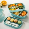 thumbnail image 4 of 1900Ml Portable Lunch Box Food Container 3 Layer Salad Bowl Camping Blue, 4 of 9
