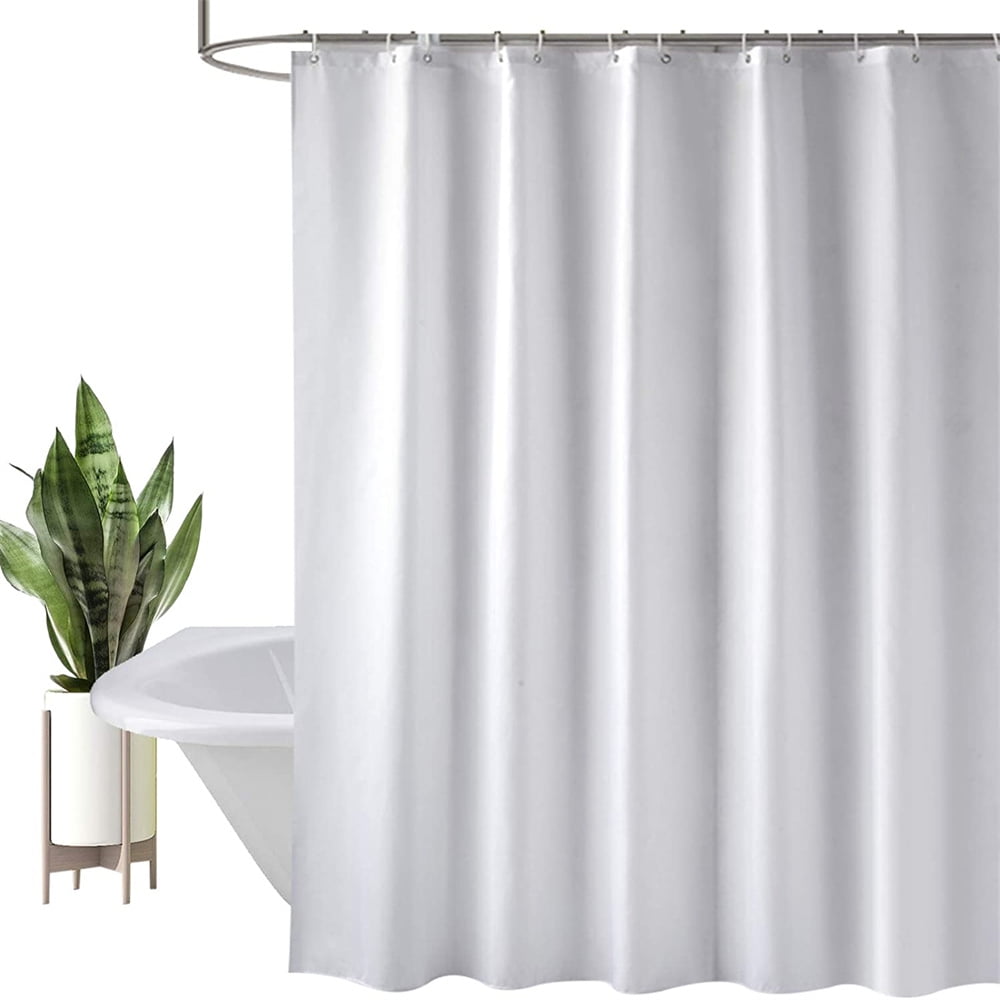 Shower Curtain Water Repellent Heavy Duty Flat Weave Fabric Shower Curtain Liner, Weighted Bottom Hem for Shower Stall, Bathtubs, Bathroom Curtains with 12 PCS Free Hooks