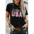 thumbnail image 4 of ABPHQTO Camiseta estampada de manga corta negra God Bless The USA para mujer, 4 of 5