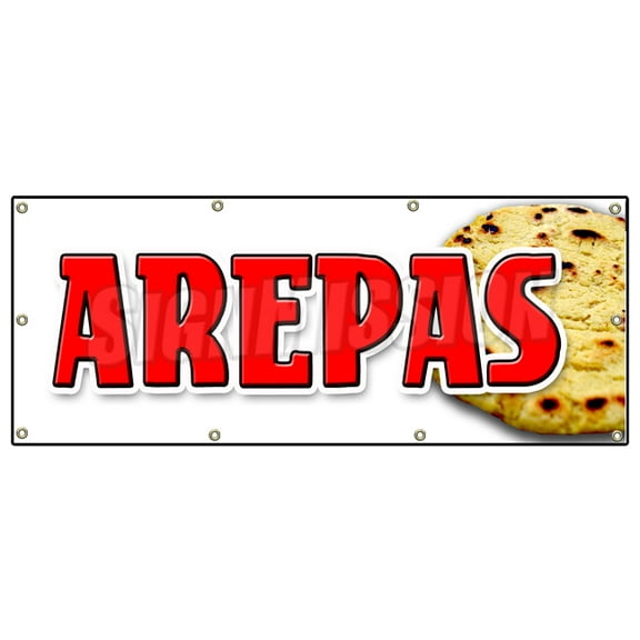 SignMission B-96 Arepas 36 x 96 in. Arepas Banner Sign - Colombian Venezuelan Food Cheese Latin Restaurant