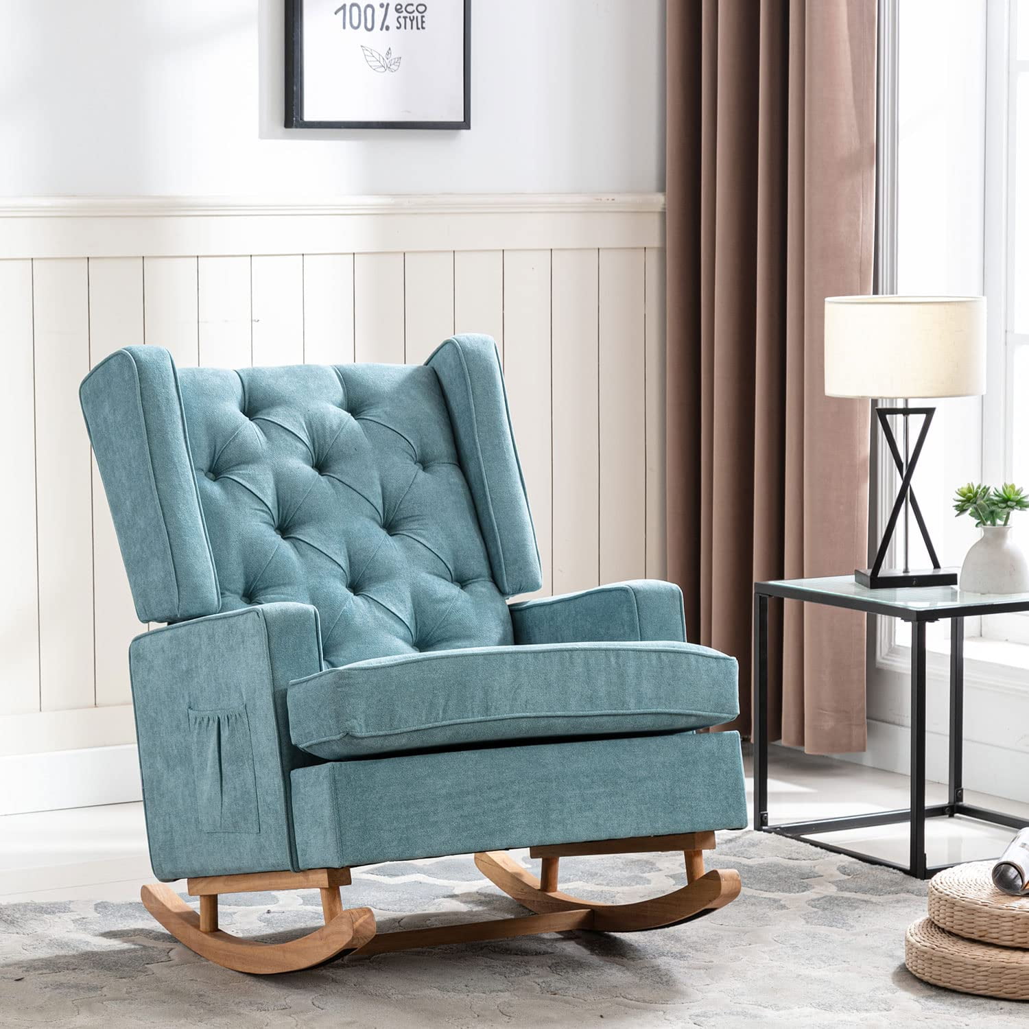 Rocking Chair Nursery,Upholstered Glider Chair for Nursery,Mid Century