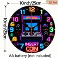 thumbnail image 3 of A 10-inch 2D flat "Neon Game Machine" themed wooden circular wall clock, suitable for decoration in bedrooms, living rooms, and offices. It is an ideal gift for Christmas and New Year., 3 of 7