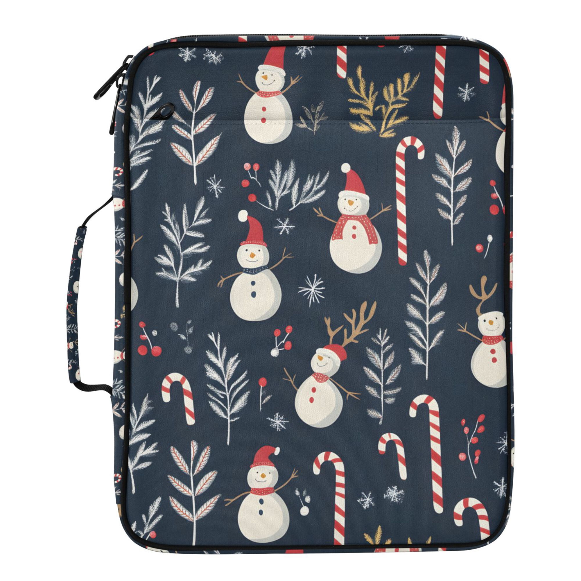 FORMRS Accordion File Folder A4 Size 7-Pocket Expanding Document Organizer Bag with 3 Ring Binder, Jolly Snowman
