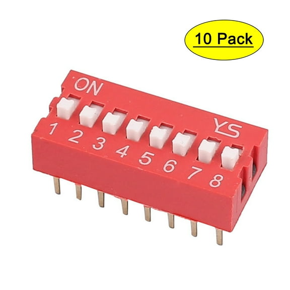 10pcs DIP Switch 2 Row 16 Terminals 8 Positions Sliding Switch 2.54mm Pitch