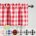 thumbnail image 3 of Buffalo Plaid Curtains Valances for Windows - Red and White Christmas Semi Sheer Checkered Rod Pocket Valance for Living Room, Farmhouse, Bedroom, 52 x 18 Inches Length, 1 Panel, 3 of 6