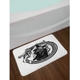 thumbnail image 2 of Wizard Bath Mat, Woodcut Style Image of a Wizard in an Encircling Dragon Fantasy Myth, Plush Bathroom Decor Mat with Non Slip Backing, 29.5" X 17.5", Black and White, by Ambesonne, 2 of 2