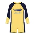 thumbnail image 4 of YONGHS Kids Boys Shark Upf 50+ One Piece Boyleg Swimsuits Long Sleeve Rash Guard Wetsuits Yellow 13-14, 4 of 7