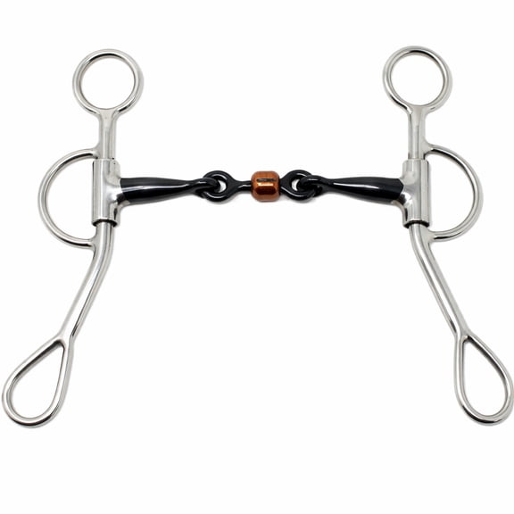 Horse  Western Sweet Iron 5.5" Mouth Dog Bone Snaffle w/ Copper Roller 35313C
