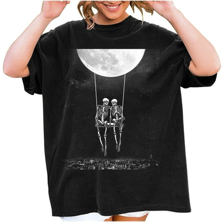 

Crop Tops for Women Sequin Tops for Women Women s Vintage Funny Print Pattern Drop Sleeves Summer Short Sleeve Tops Blouse High Top Women Maternity Tops New Arrival Black 2XL