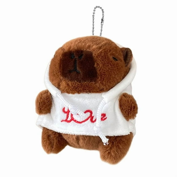 Sweet Plush Hoodies Capybara Keychain Pendant Lovely Hangings Decorations Keyring Charm for Purse Bag Backpack Handbag
