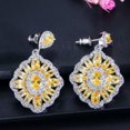 thumbnail image 2 of Silver Plated Cubic Zircon CZ Dangle Drop Earrings Fashion Brand Yellow Jewelry, 2 of 8