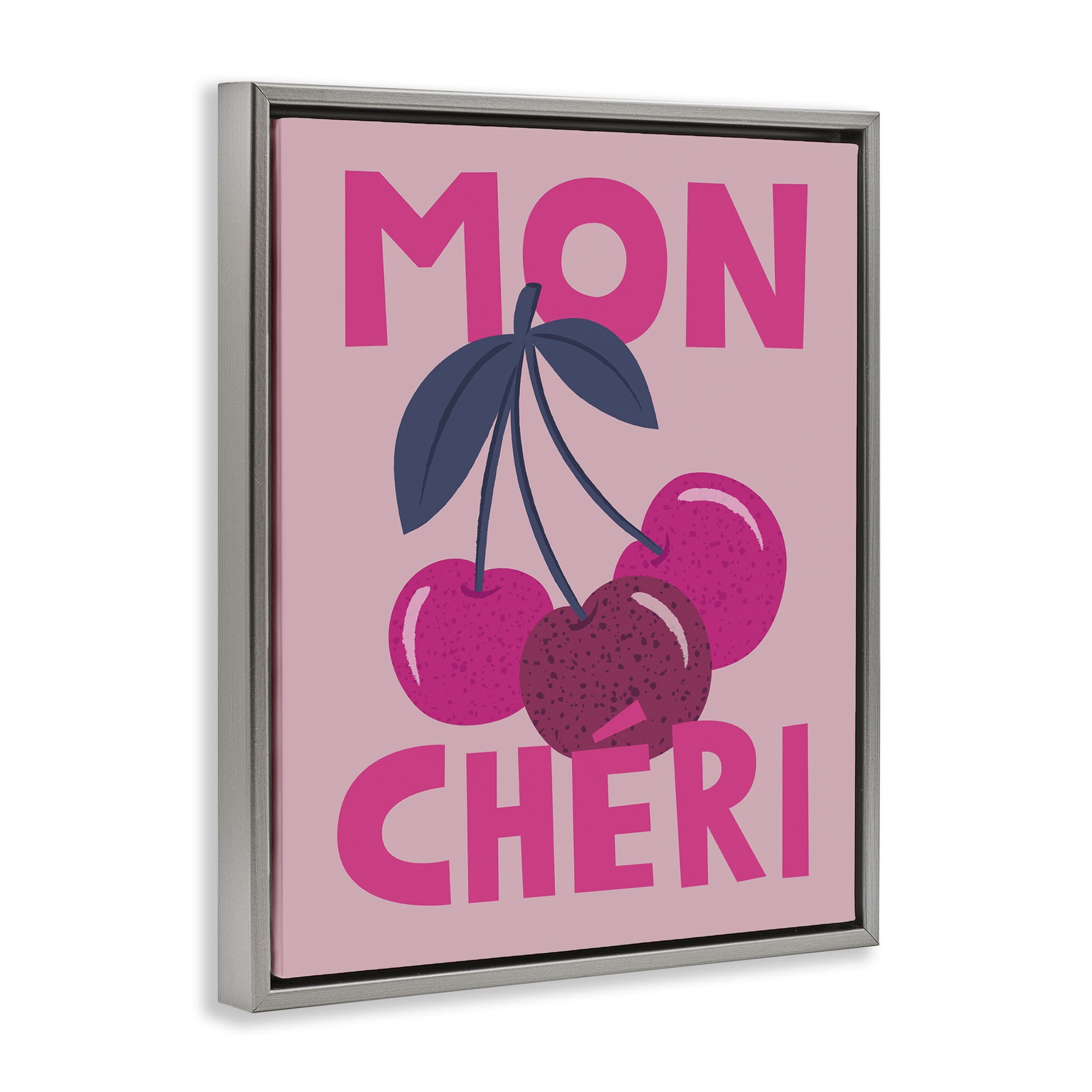 Stupell Industries Mon Cheri Fruits Food & Beverage Painting Gray Floater Framed Canvas Art Print Wall Art, 25 x 31