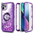 thumbnail image 2 of NageBee Designed for iPhone 13 Pro Max with [Built-in Screen Protector] Case MagSafe Compatible With Diamond Wrist Strap Lanyard, Glitter Floating Liquid Cute Case (Purple), 2 of 6