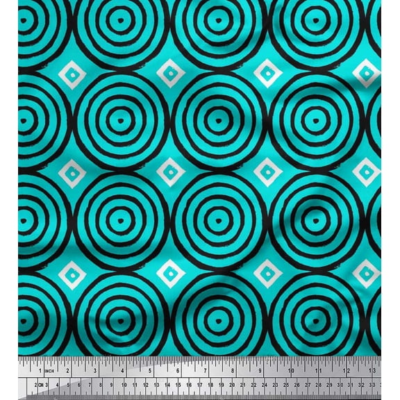 Soimoi Cotton Duck Fabric Diamond & Circle Block Fabric Prints by Yard 42 Inch Wide