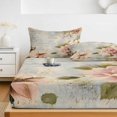thumbnail image 6 of Cal.King Size Fitted Sheet Set - Farmhouse Pink Floral 3 Piece Bedding Sets 16" Deep Pocket Fitted Sheet with 2 Pillowcases, Spring Vintage Botanical Flowers Brushed Microfiber Luxury Bed Sheets, 6 of 9