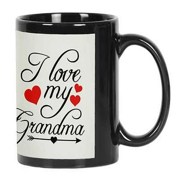 Printtoo PersonalizedPhotoCollage CoffeeMugI Love My Grandma Custom Picture Ceramic CupDishwasher & Microwave Safe- 11 Oz -Black