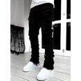 thumbnail image 4 of Creative Tassels Decoration Straight Fit Jeans, Men's Casual Medium Stretch Street Style Denim Pants For All Seasons, 4 of 10