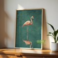 thumbnail image 4 of [UNFRAMED] Pink Flamingo Oil Painting Wall Art, Teal Green Bird Poster, Impressionist Coastal Decor, Elegant Tropical Poster, Contemporary Nature Art, 4 of 5