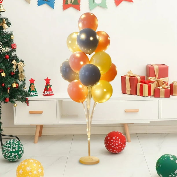 Juego de 2 Soportes Inflables para Globos Navideños con 28 Globos Multicolores, 2 Luces y Bomba de Aire | Decoración Reutilizable para El Suelo con Globos para Fiestas de Navidad, Bodas, Cumpleaños y