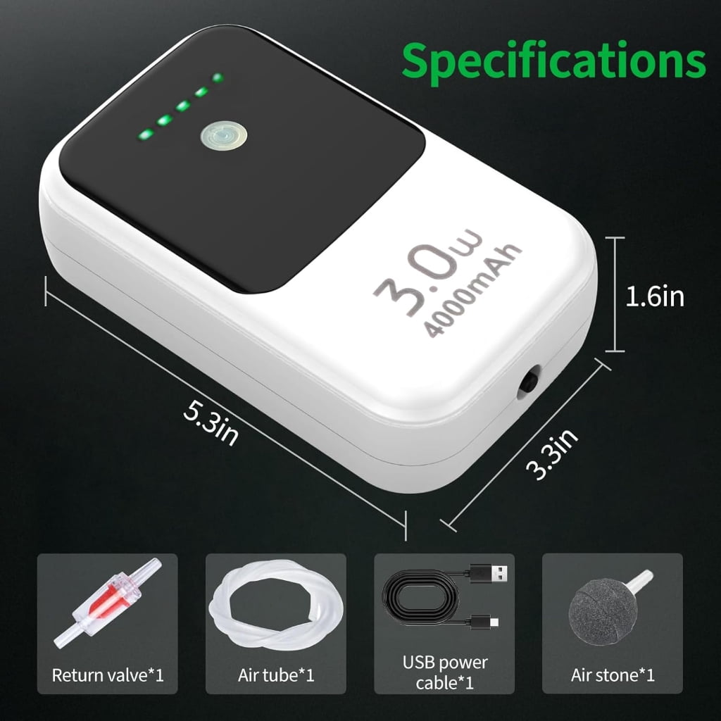 Oasiva Adjustable Airflows Oxygen Pump for Fishing, Fish Tanks Air Pumps for Aquarium with Air Outlets Quiet Aquarium Air Pumps