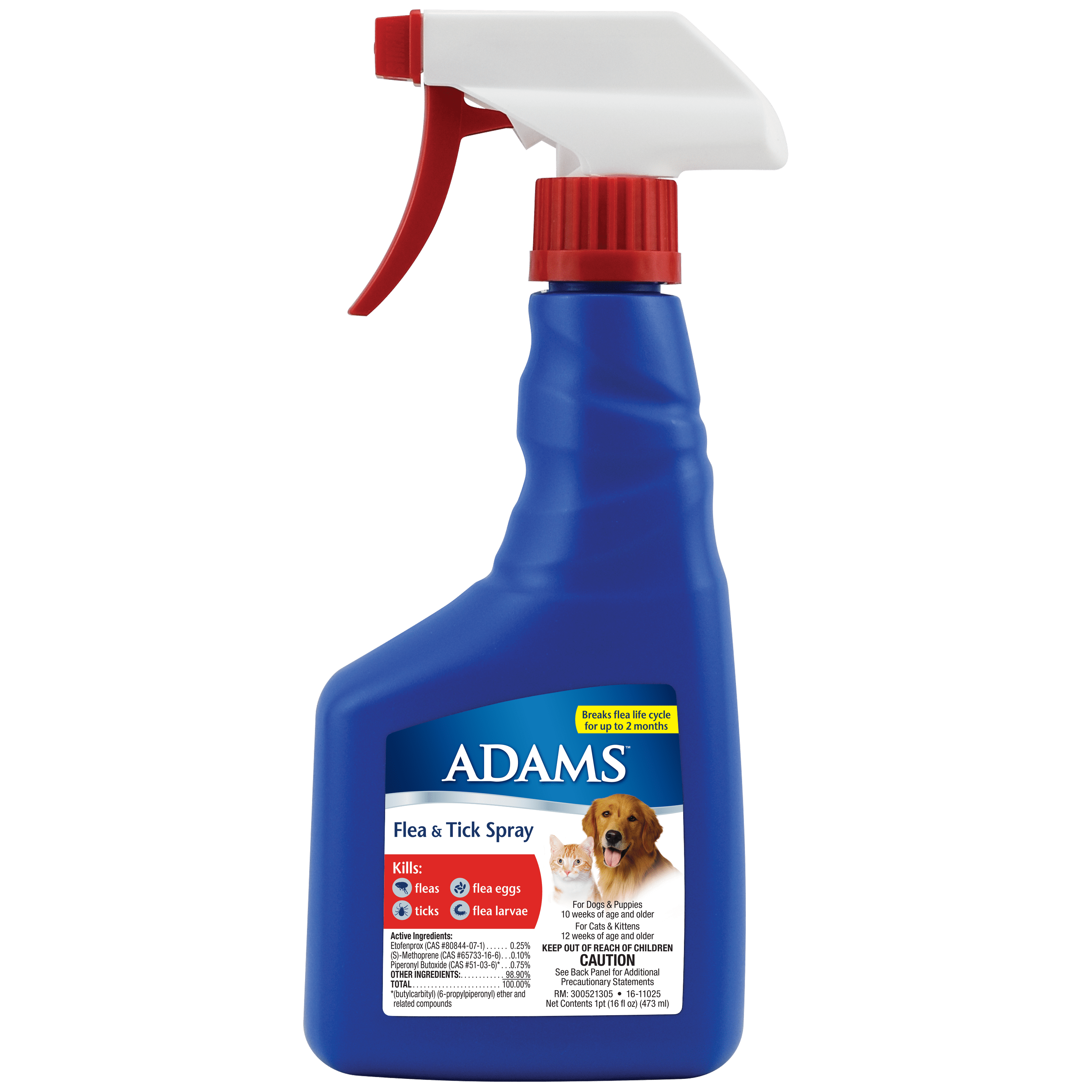 Adams Flea and Tick Control Spray for Cats and Dogs 16 ounces