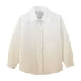 thumbnail image 7 of Boys Long Sleeve Dress Shirts Gradient Color Button Up Collared Shirt Chest Pocket for Toddler and Boy 6M-8T (5-6 Years, Beige), 7 of 7