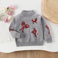 thumbnail image 2 of Atogsazn Toddler Girls Knitted Sweater Kids Casual Long Sleeve Pullover Sweaters Fall Winter Tops Outfit 01-Gray 2-3 Years Fashion, 2 of 6