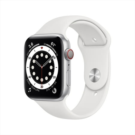 Used Apple Watch Series 6 GPS + Cellular, 44mm Silver Aluminum Case with Black Sport Band - Regular