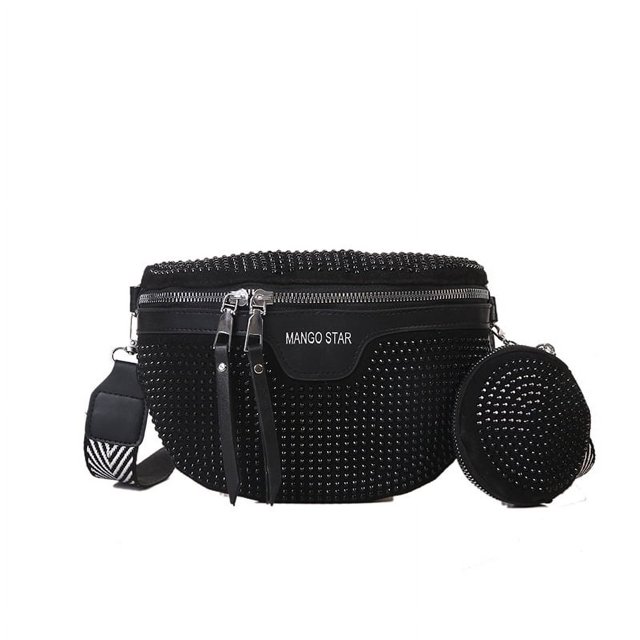 Bolso de mujer con diamantes de imitación, moderno, tipo sillín, bandolera, sencillo, a juego, pequeño, cuadrado, a la moda