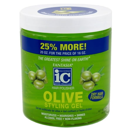 Fantasia Gel 20oz Bonus Olive Oil (Dry Hair Formula) (Pack of 3)
